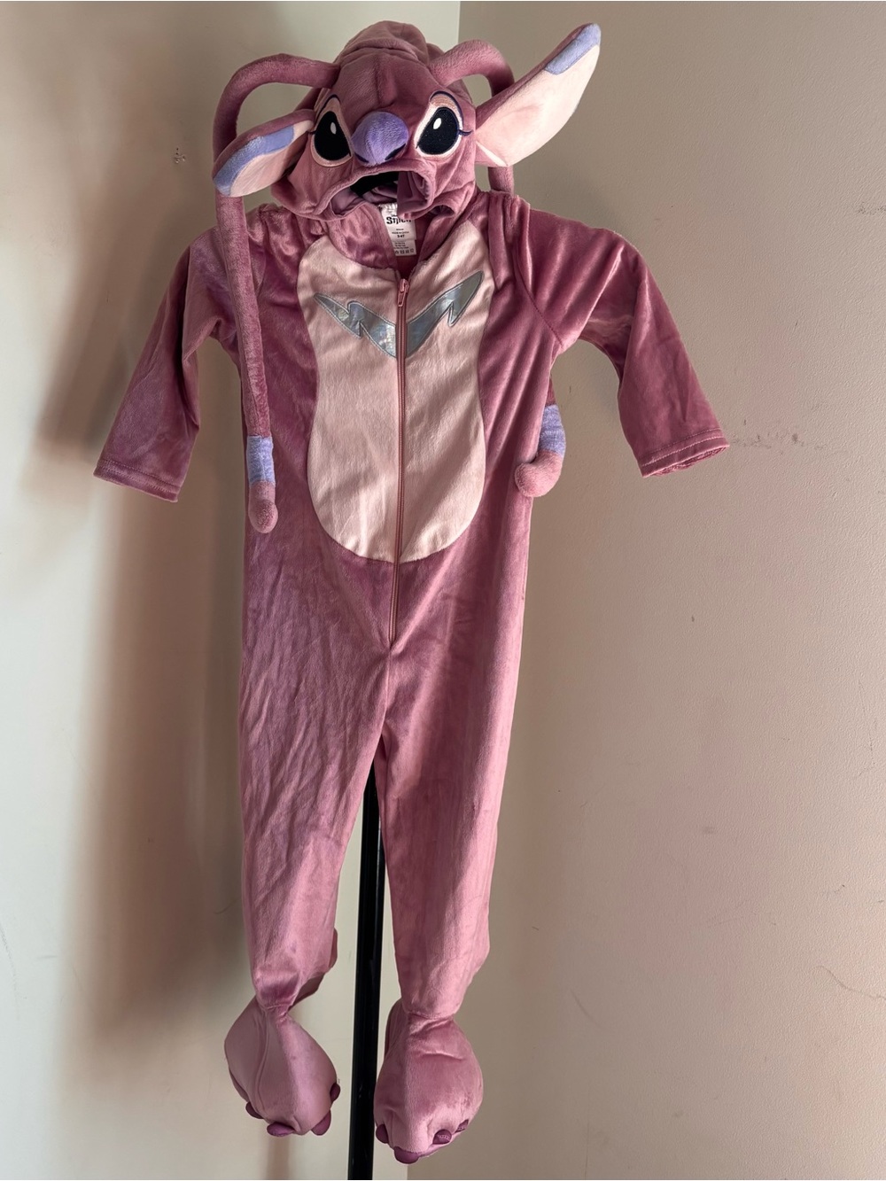 Disney Pink Stitch Hooded One-Piece Footed Costume size 3/4T
